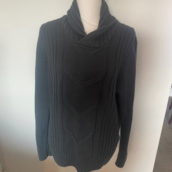 INC International Concepts Gray Cowl Neck Cable Knit Sweater XL - Picture 2 of 5